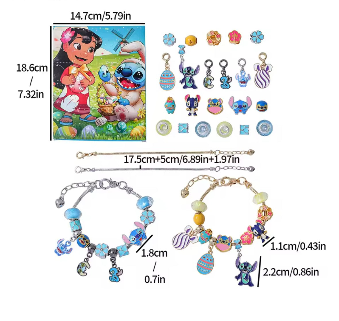 Calendario de adviento STITCH - CHARMS Y PULSERA estilo pandora
