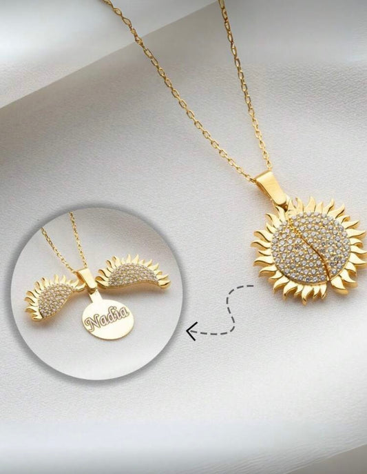 Collar girasol con nombre personalizado