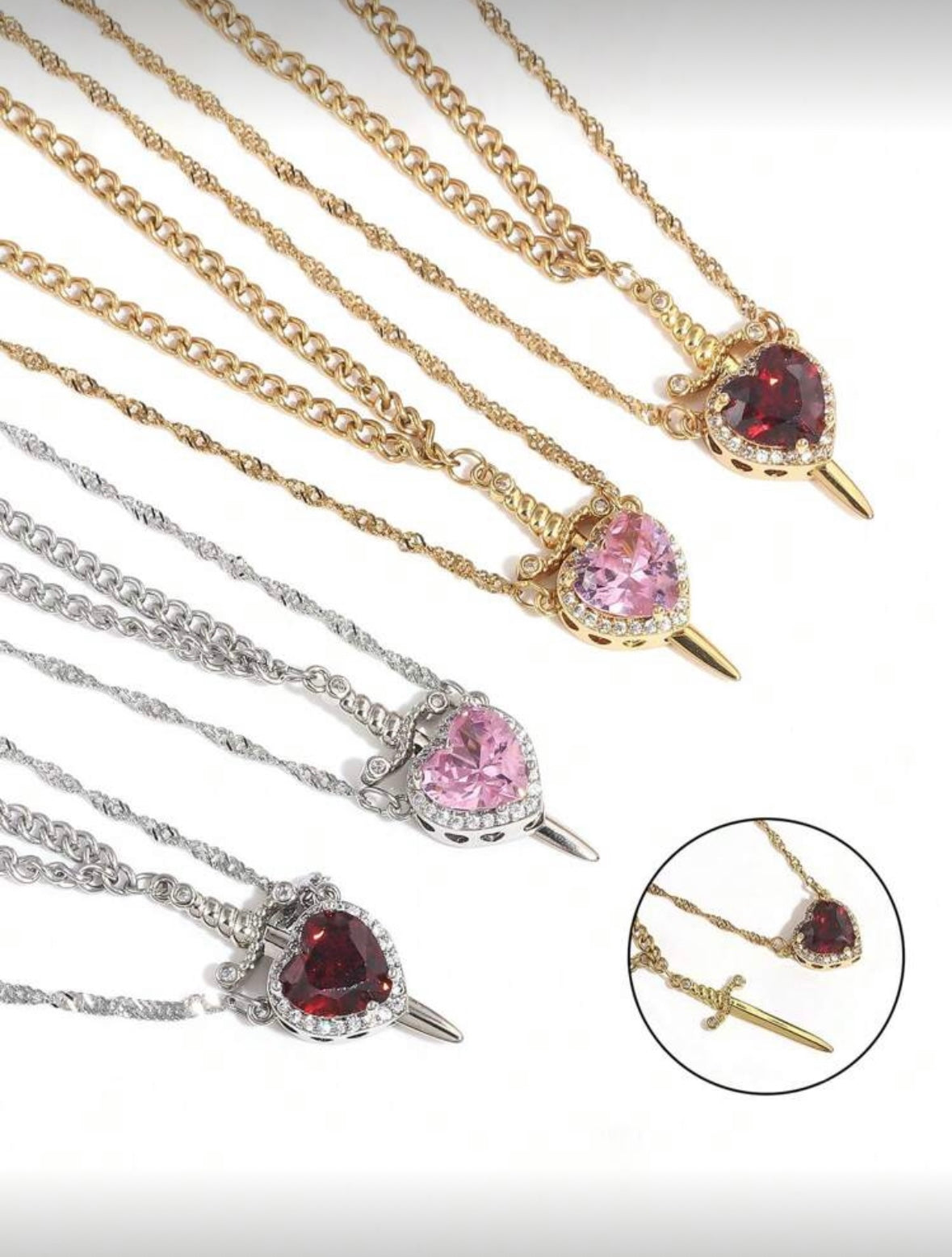 Set 2 collares CORAZÓN Y ESPADA