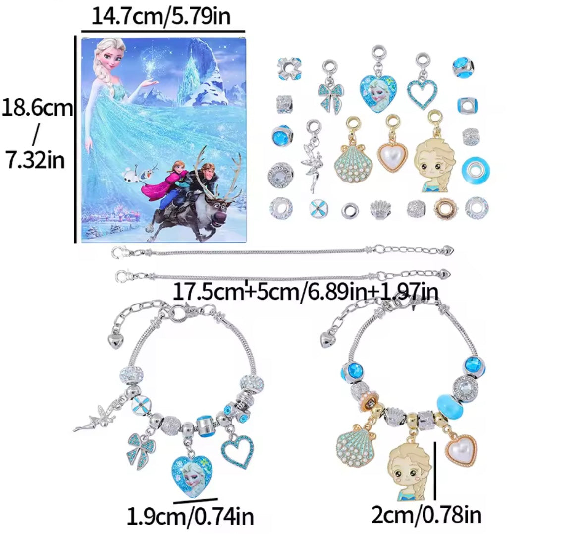 Calendario de adviento FROZEN - CHARMS Y PULSERA estilo pandora