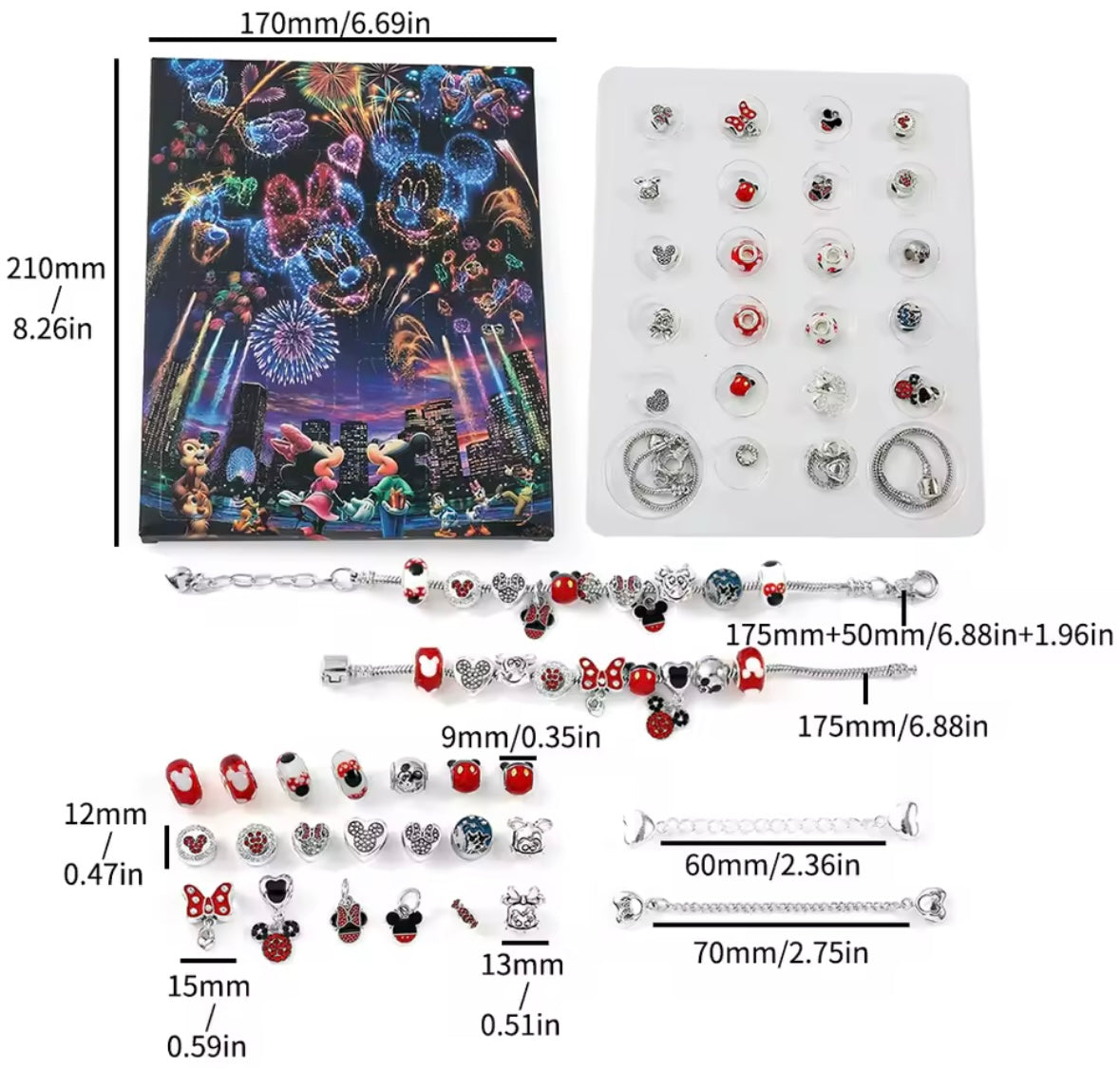 Calendario de adviento DISNEY - CHARMS Y PULSERA estilo pandora