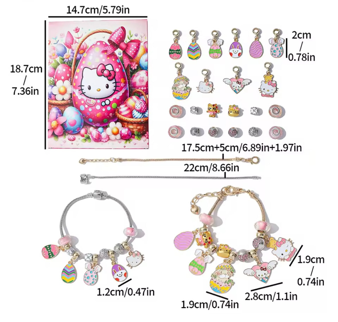 Calendario de adviento HELLO KITTY - CHARMS Y PULSERA estilo pandora