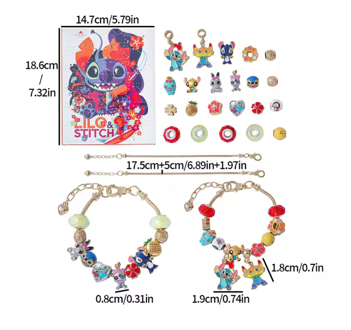 Calendario de adviento STITCH - CHARMS Y PULSERA estilo pandora