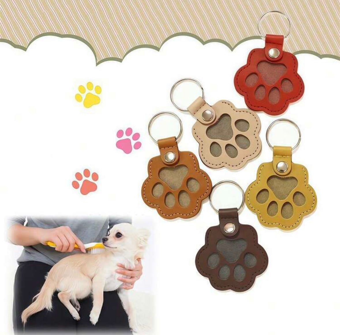Llavero Patita para Guardar Pelito de Mascota | Recuerdo Personalizado